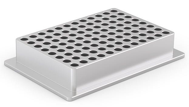 96-well aluminum block adapter.