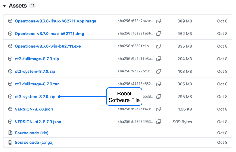 Image showing expanded section with software versions