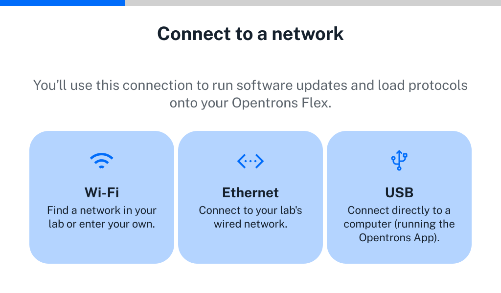 Network connection options.