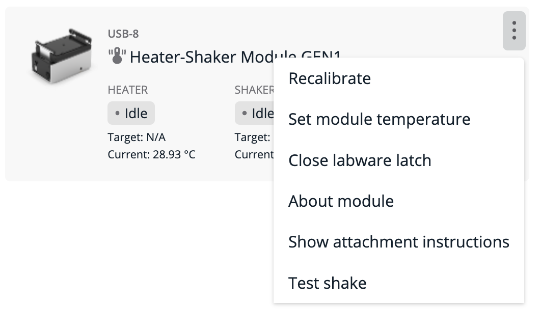 Detail page showing 3 dot menu options