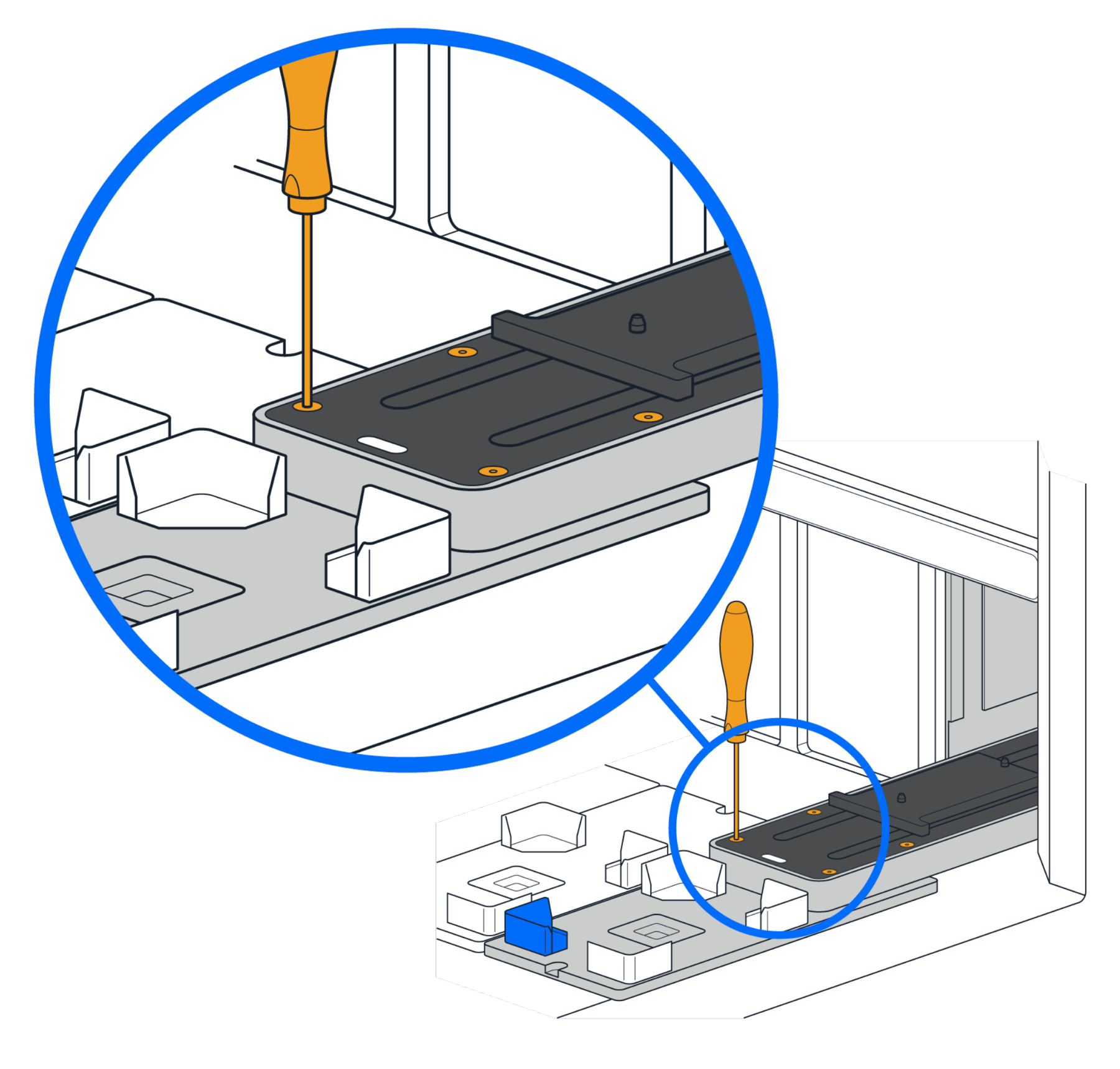 Fastening Stacker screws to deck plate