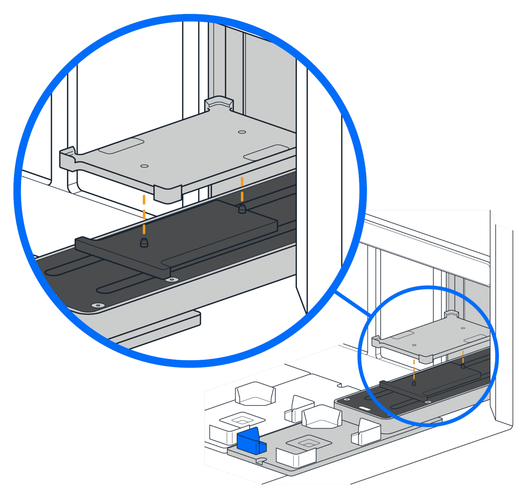 Place shuttle on Stacker's track