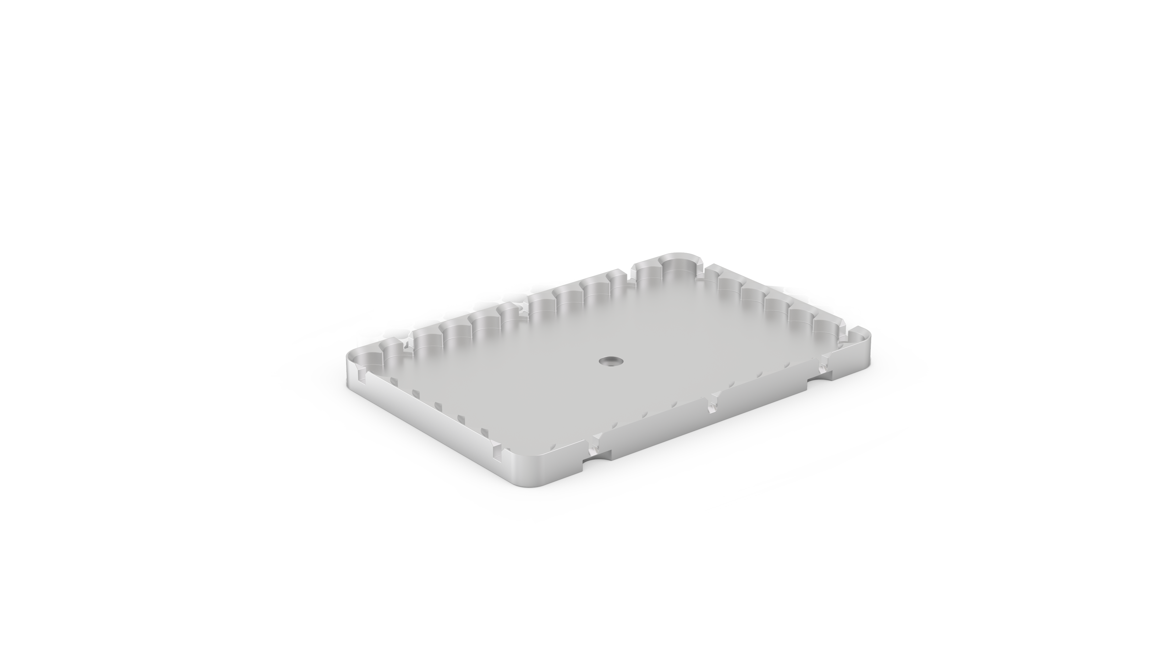 Adapter with flat bottom and sides to fit 96-well plates with circular wells.