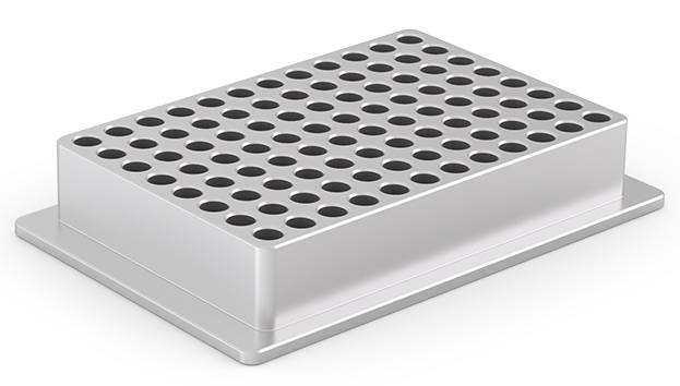 96-well aluminum block adapter.