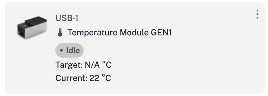 Temperature module details card in app
