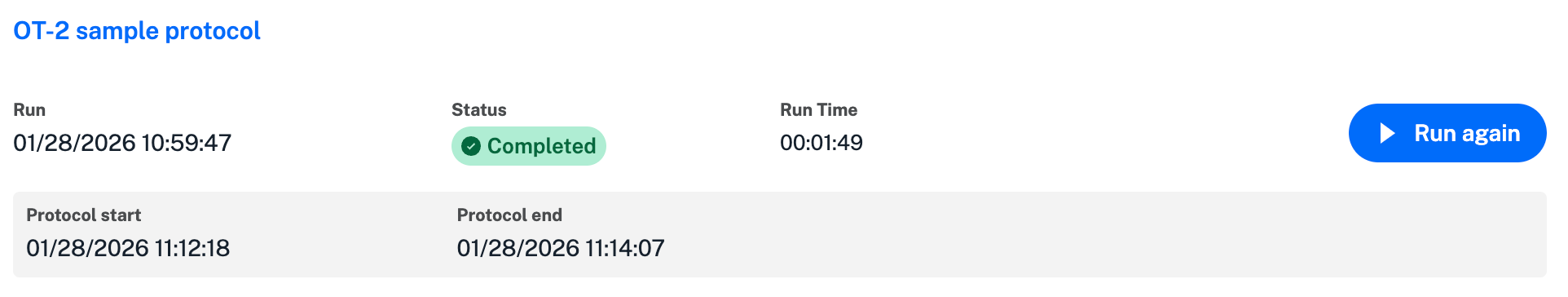 Successfully completed protocol
