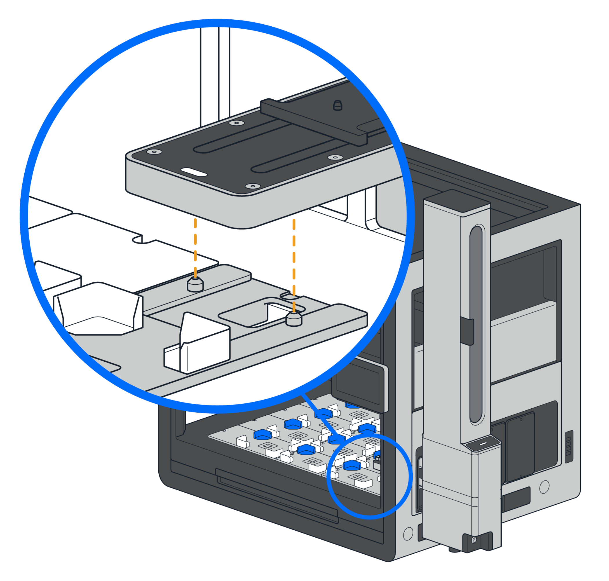 Aligning Stacker to deck plate pins