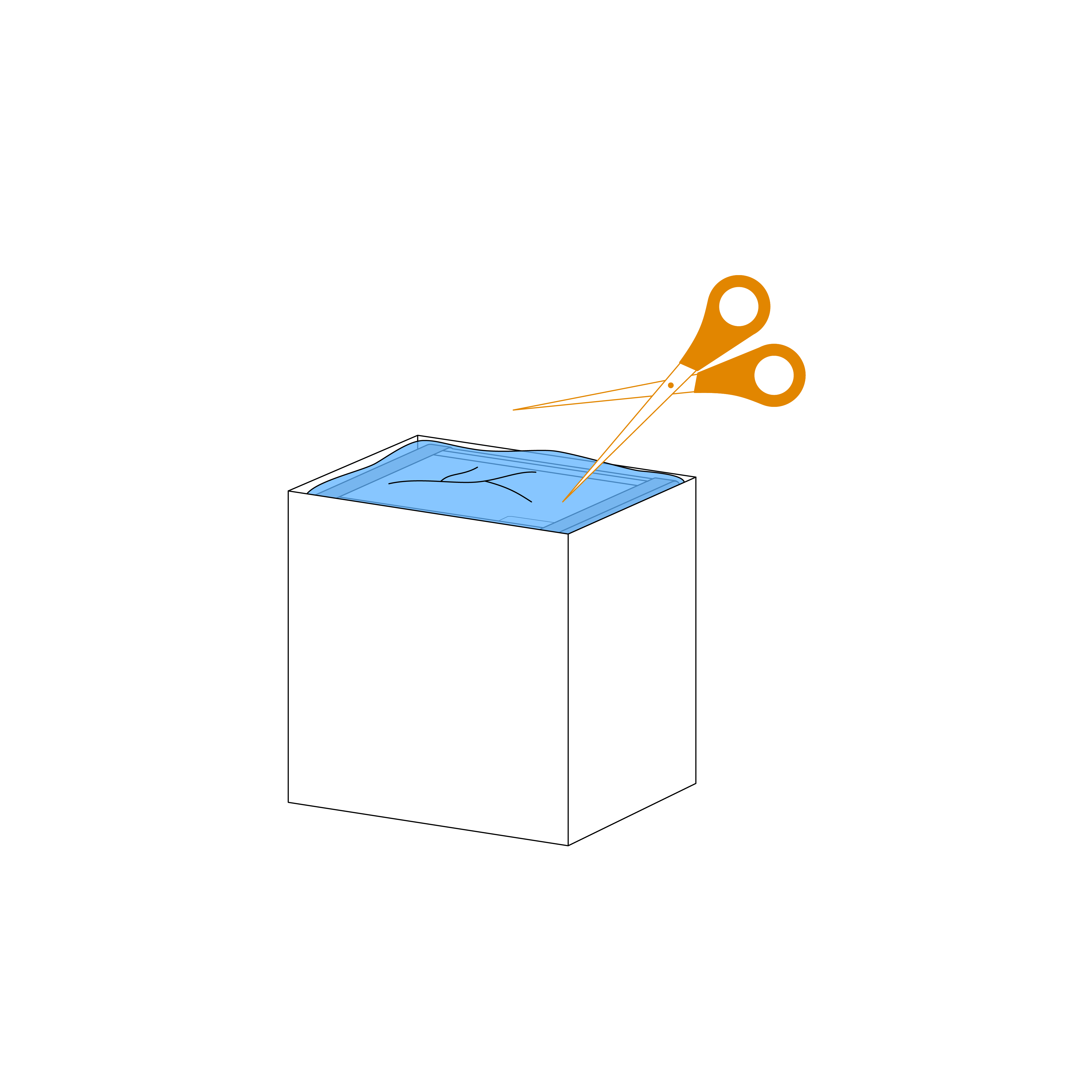 cutting the shipping bag