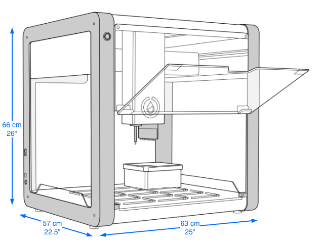 OT2 length, width, height