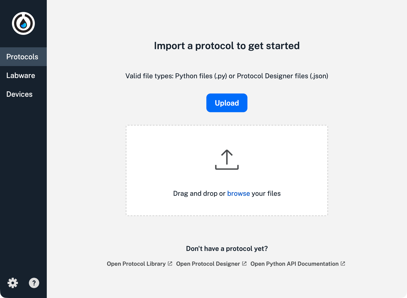 Protocol tab screen with no protocols