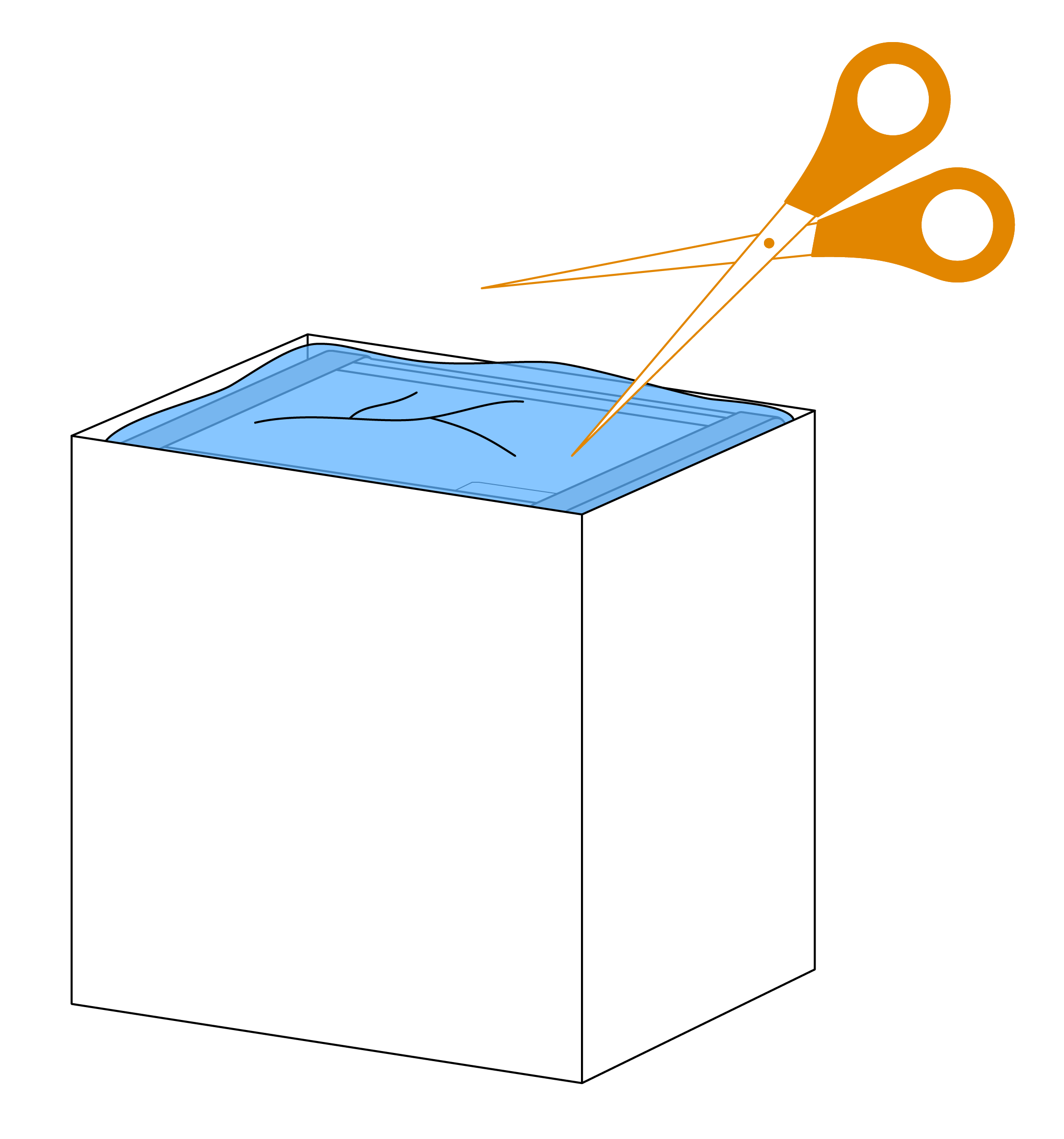 cutting the shipping bag