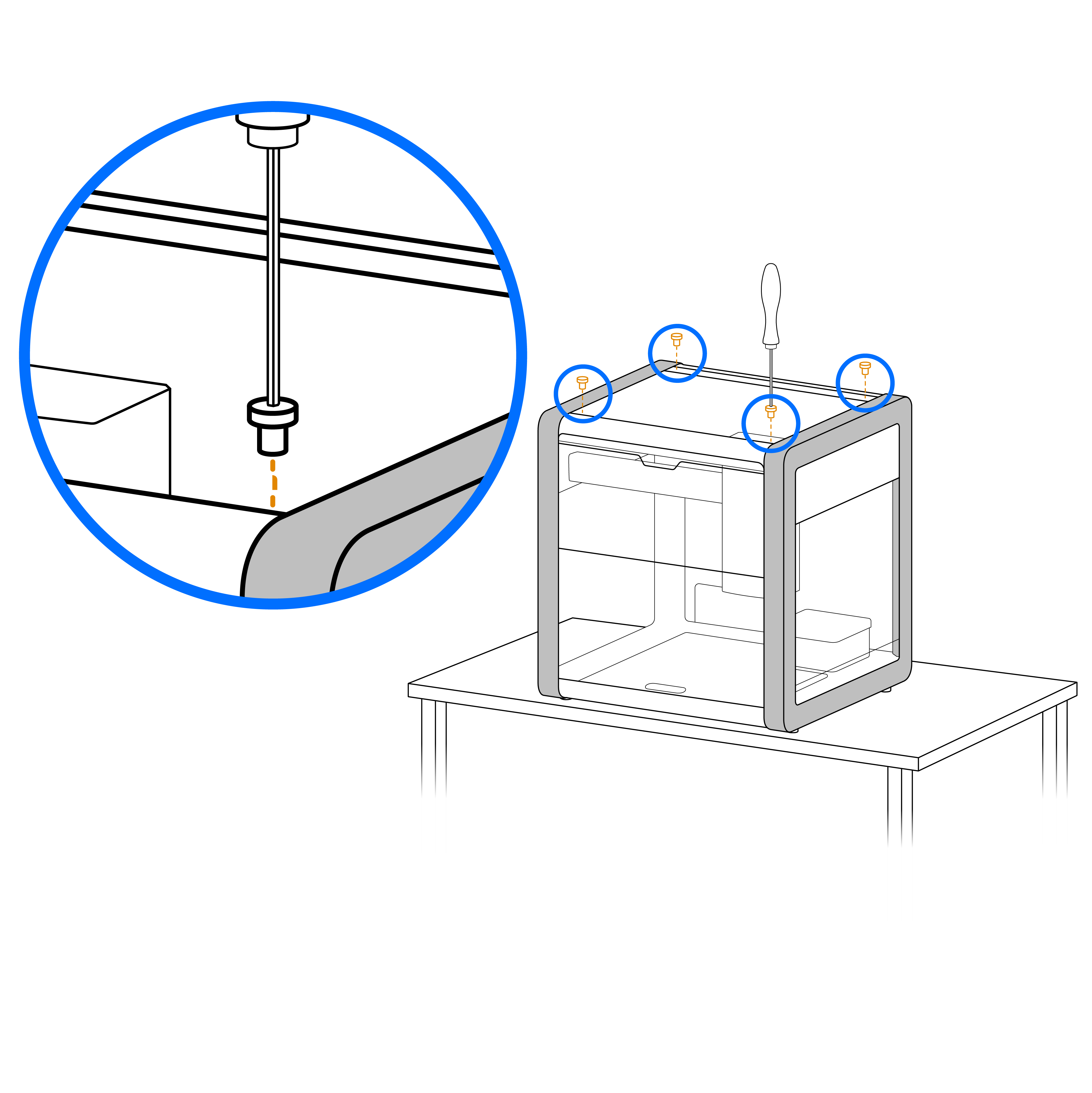 fastening top window panel to frame