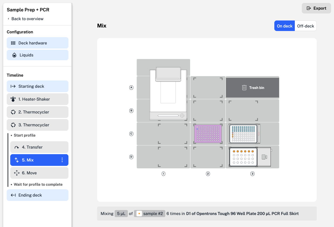 Image showing steps moved inside the Thermocycler profile to run in parallel.