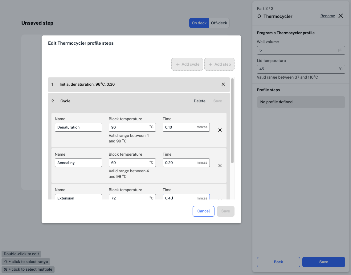 Thermocycler profile