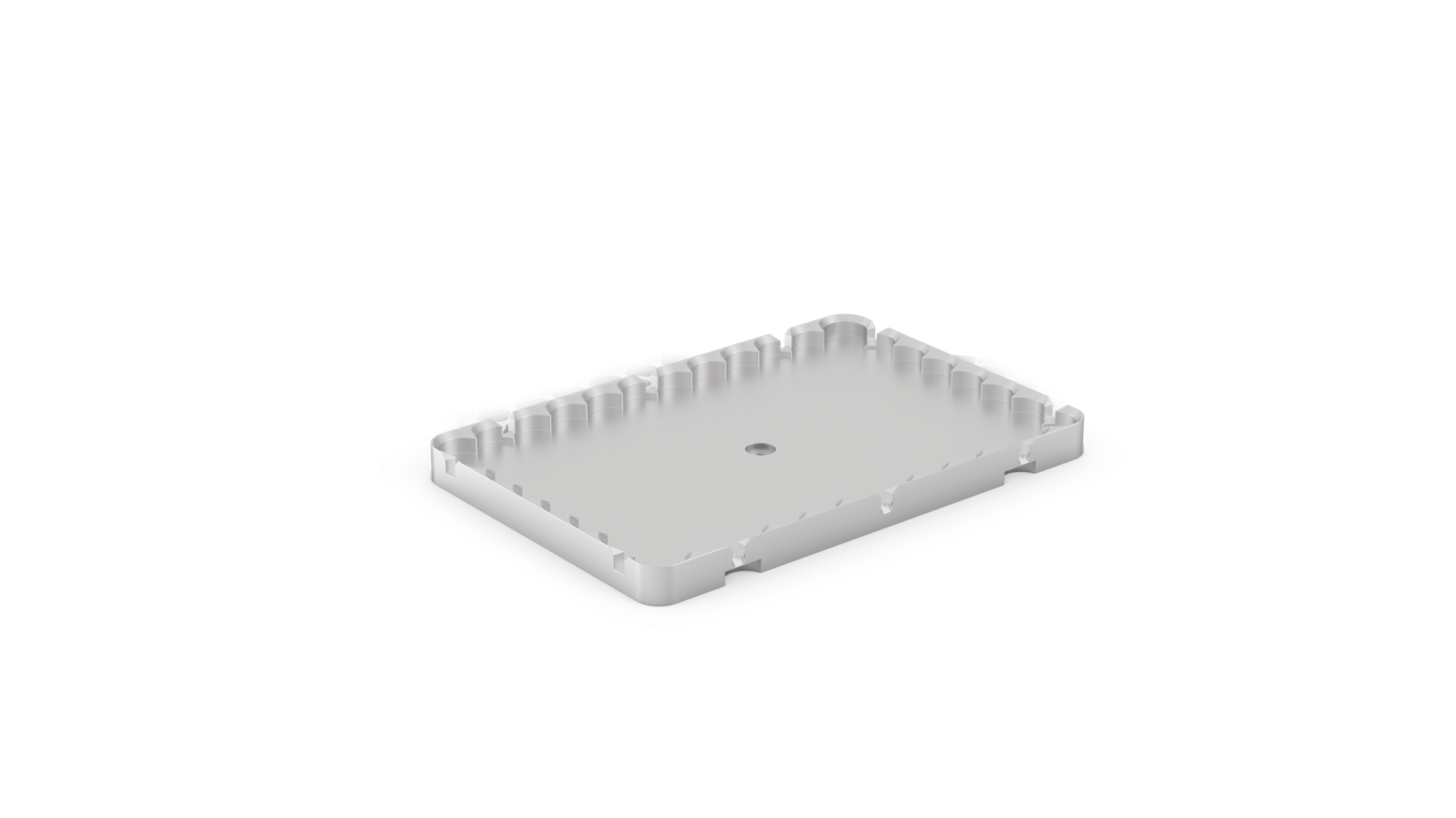 Adapter with flat bottom and sides to fit 96-well plates with circular wells.
