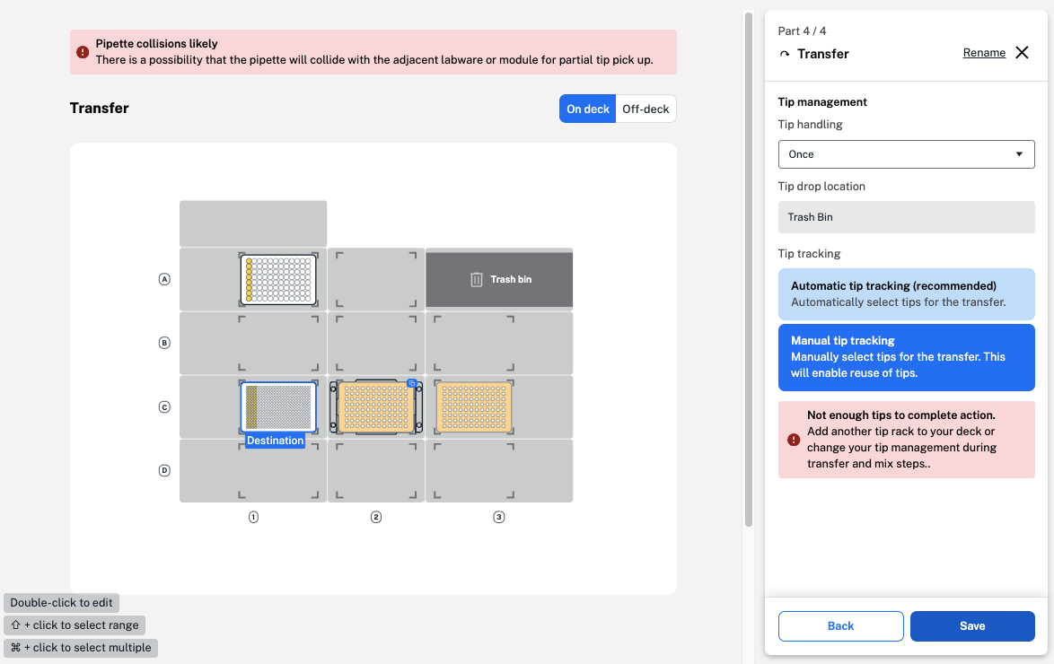 Pipette collision risk