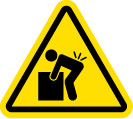 Yellow heavy object warning triangle