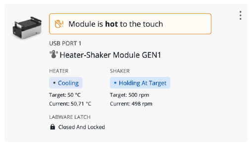 Detail page image showing module status as hot