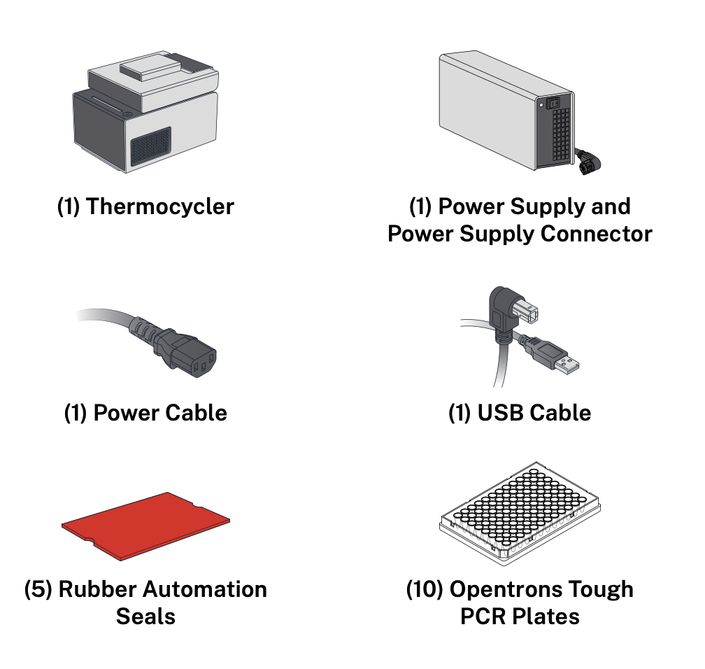 Thermocycler box contents and quantities